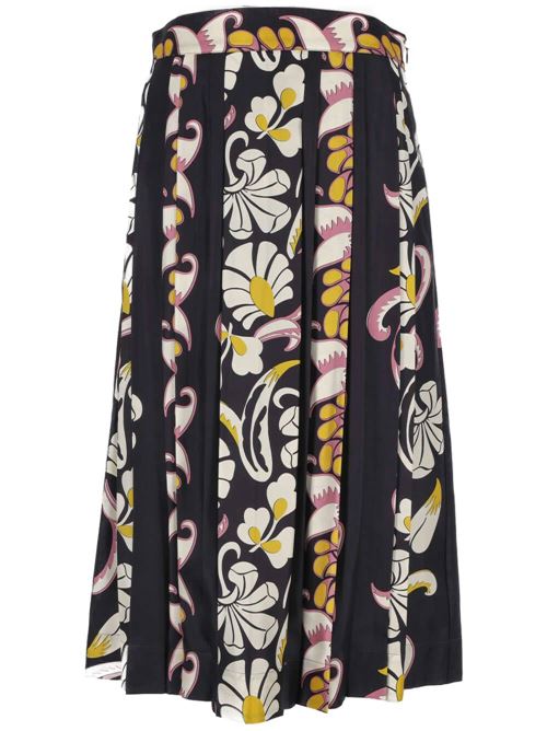 PLEATED PRINTED SILK SKIRT Tory burch | 157458650